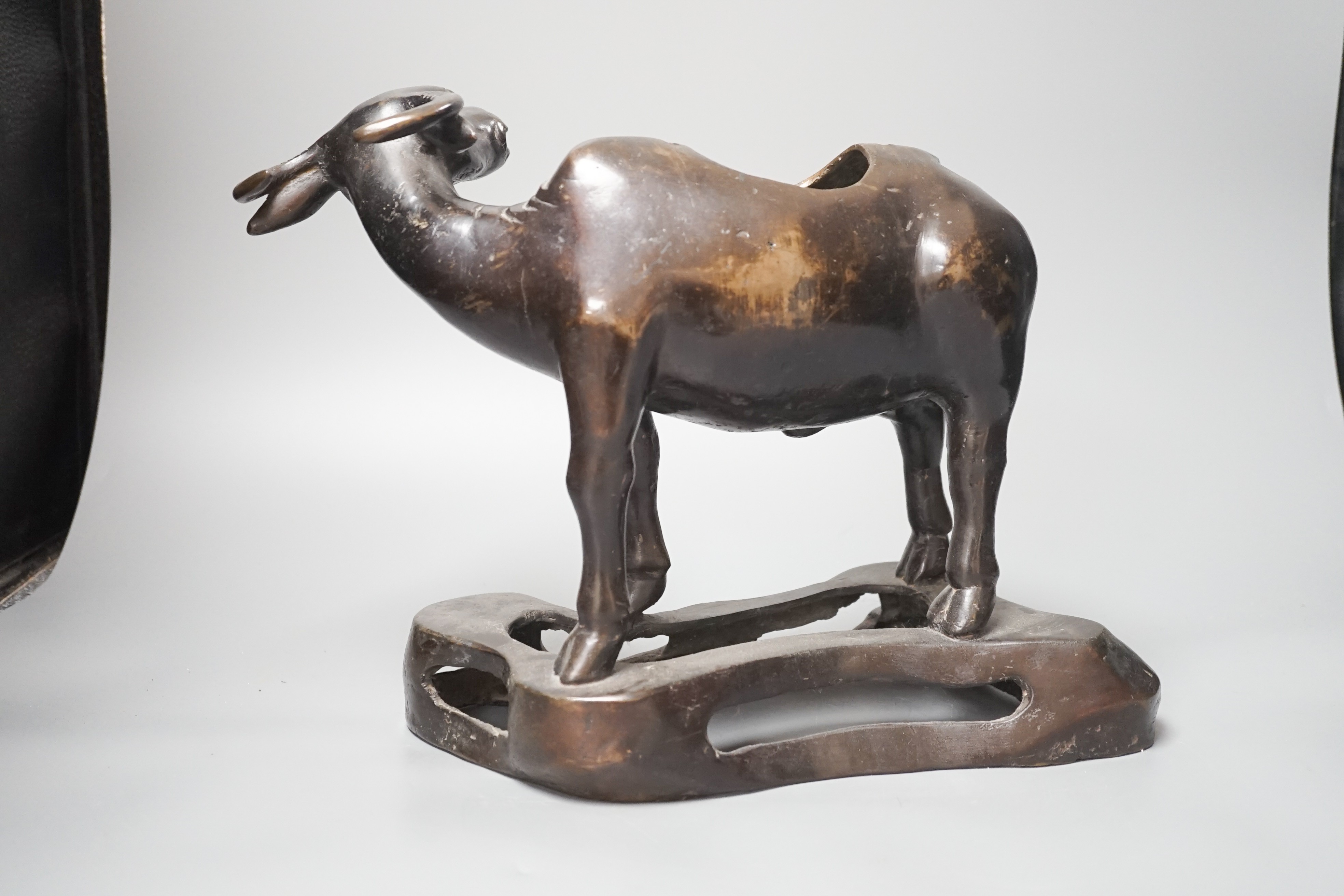 A Chinese bronze buffalo censer, Ming dynasty, - no cover 26cm